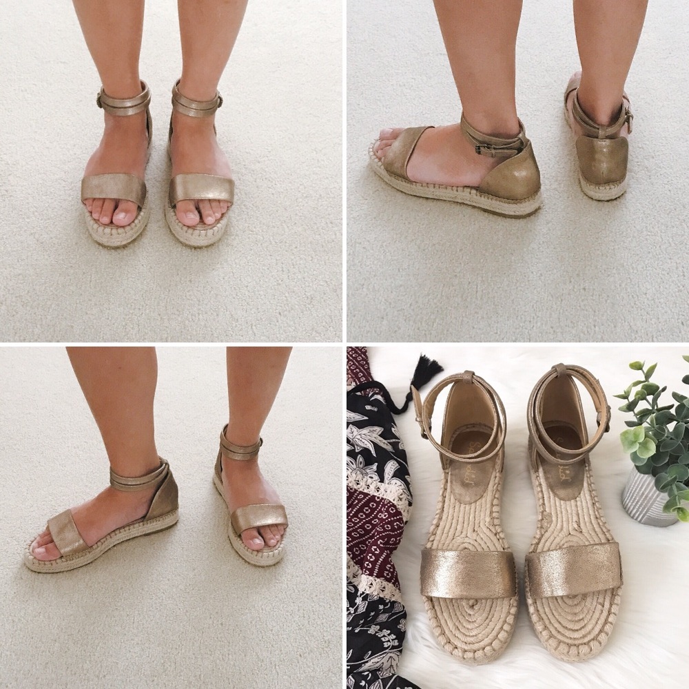 Brand New Splendid Gold Leather Espadrilles